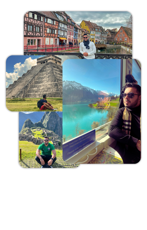 Felipe da CyberViagem em viagens por Colmar, Chichén Itzá, Machu Picchu e nos Alpes suíços